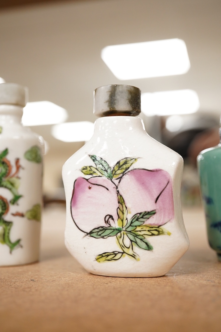 Twenty 20th century Chinese porcelain snuff bottles, in varying condition